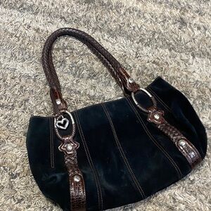 Brighton leather suede Black Brown Women's Handbag Vtg